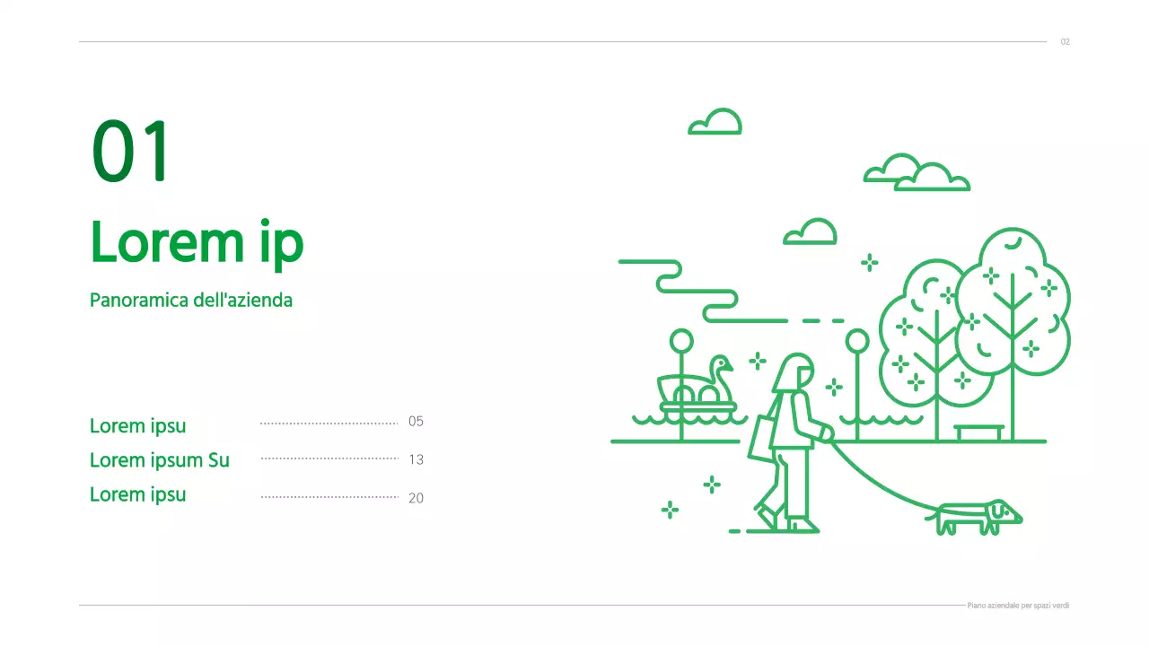 Business plan con un concetto verde, pulito e illustrato