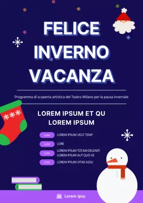 Un programma illustrato invernale per le vacanze scolastiche in blu navy