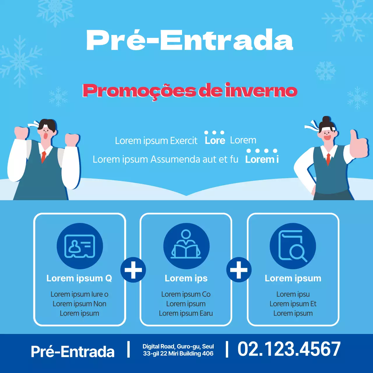Vermelho Azul inverno Ilustração Admissões Promoção escolar