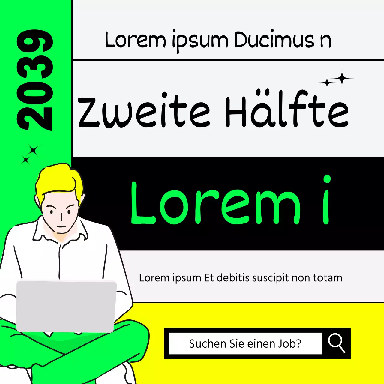 Fluoreszierende lindgrüne und gelbe Jobempfehlungen für IT-Unternehmen