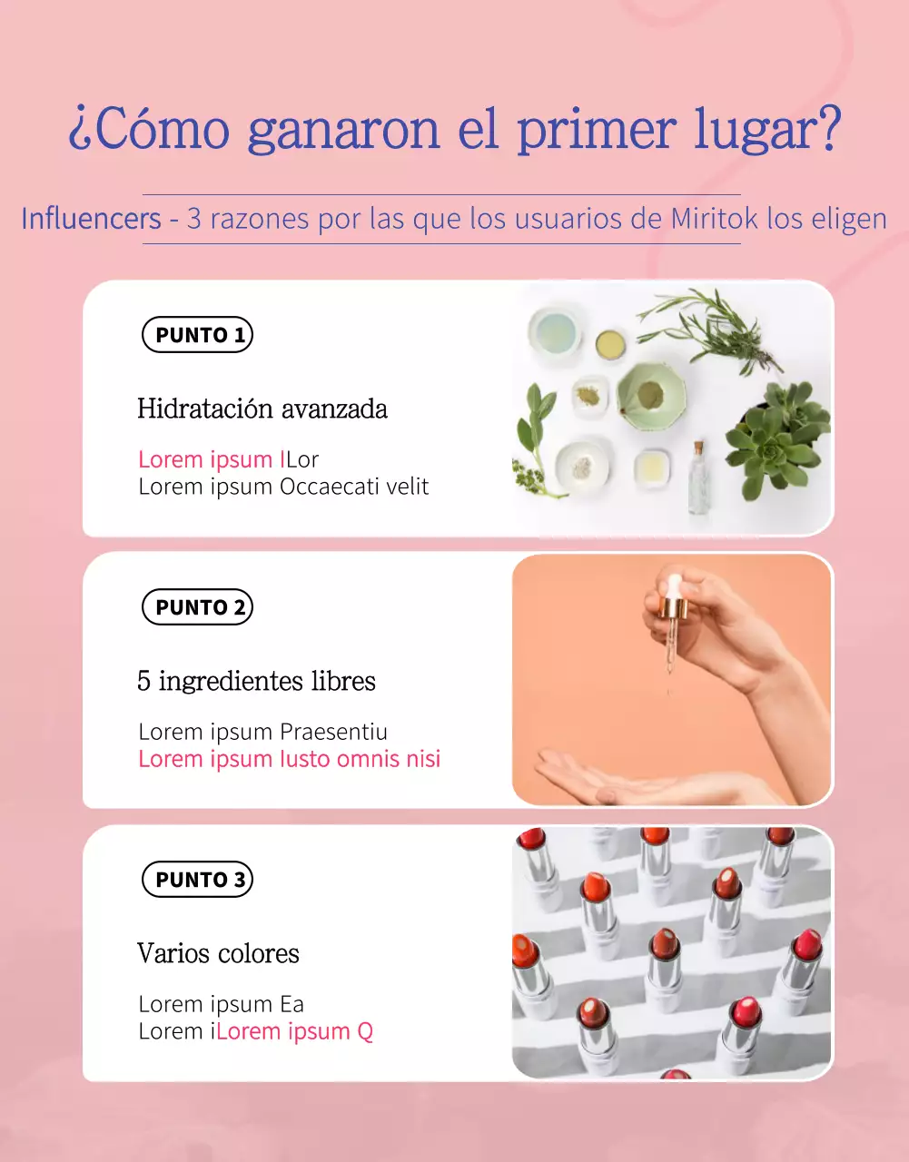 Brillante anuncio de cosméticos con pintalabios rosa
