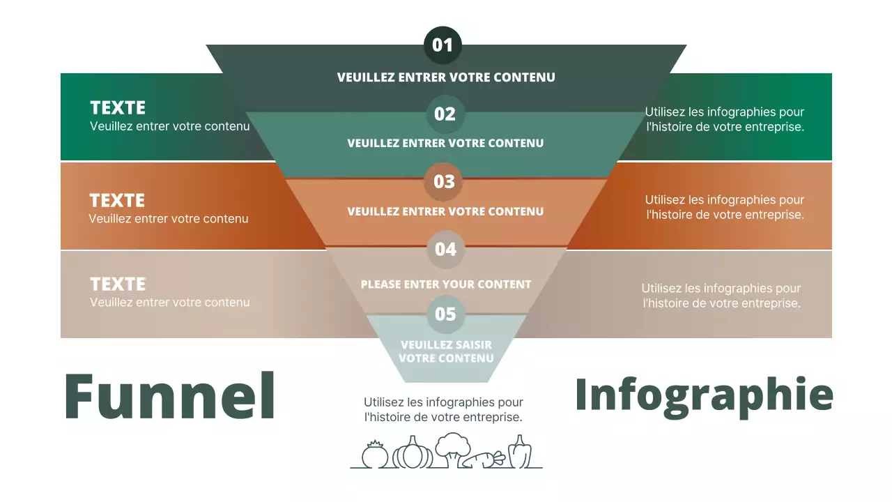 Schéma d'une impression végétale en entonnoir vert et brun