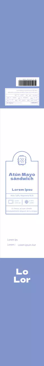 Etiqueta azul ilustrada