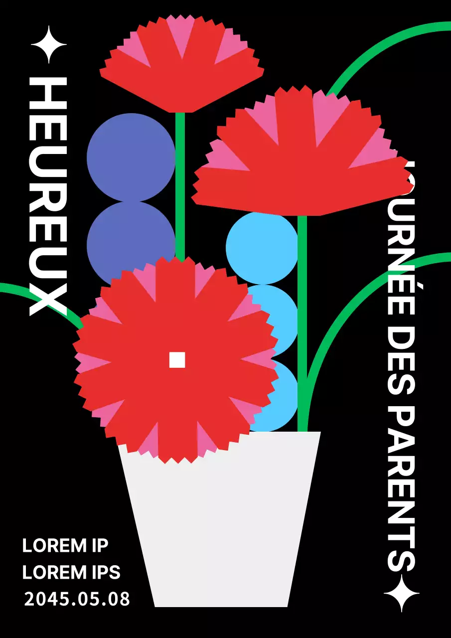 Pop Art moderne Fête des mères en noir, rouge et couleurs primaires