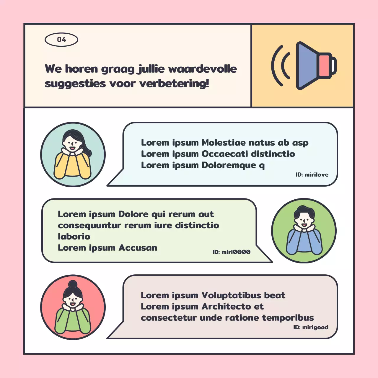 Schone overzichten met schattige roze en gele illustraties