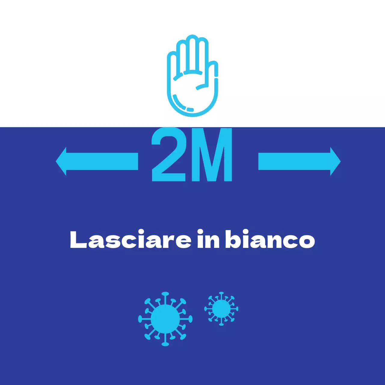 Scritte blu evidenziate Distanziamento netto della corona