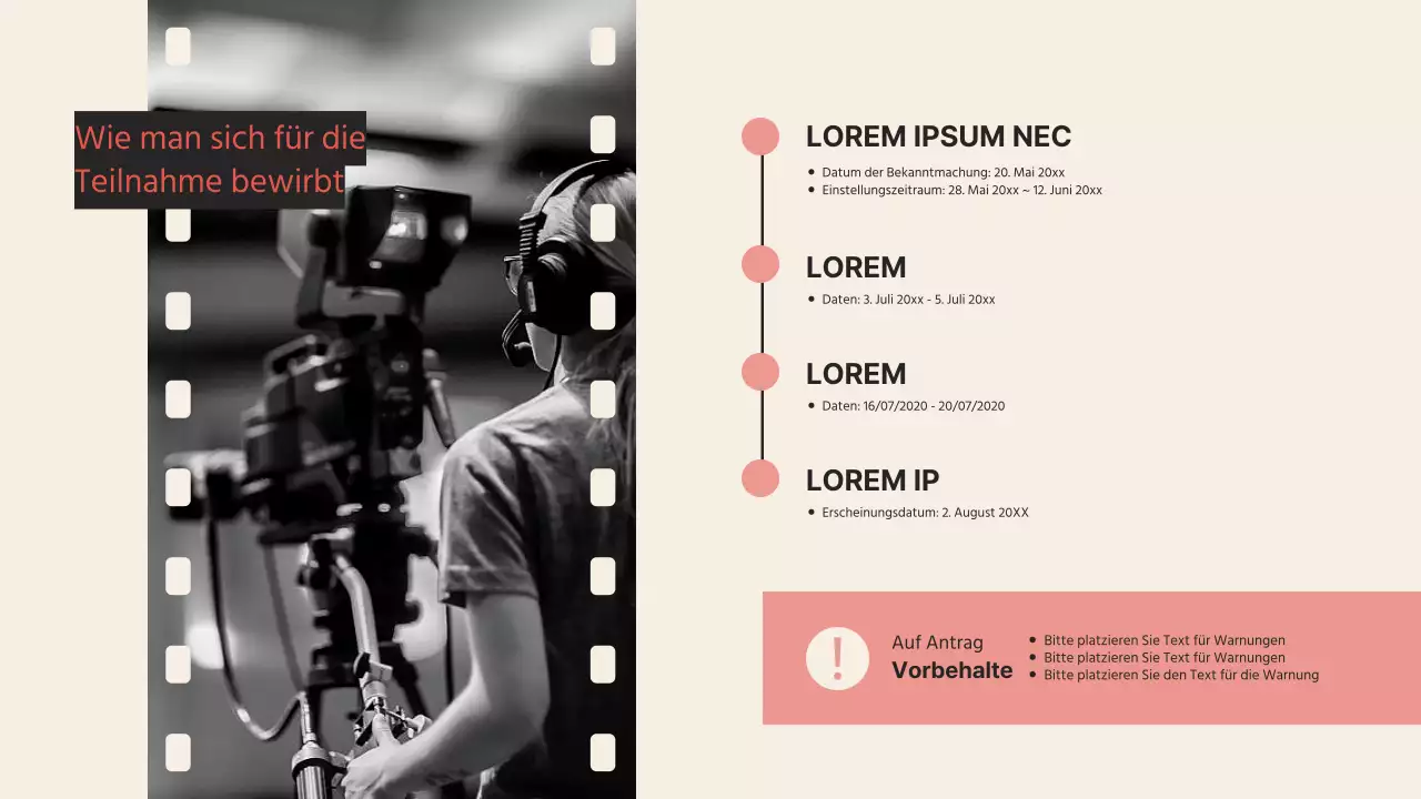 Werbung für die Film Concept School in altrosa und beige