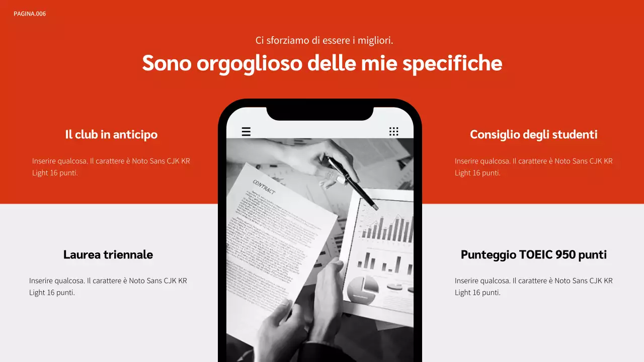 Presentazione del portafoglio in arancione e nero