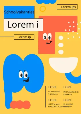 Grappige vormen op een gele achtergrond Karakterpunten Schoolvakantiespecials
