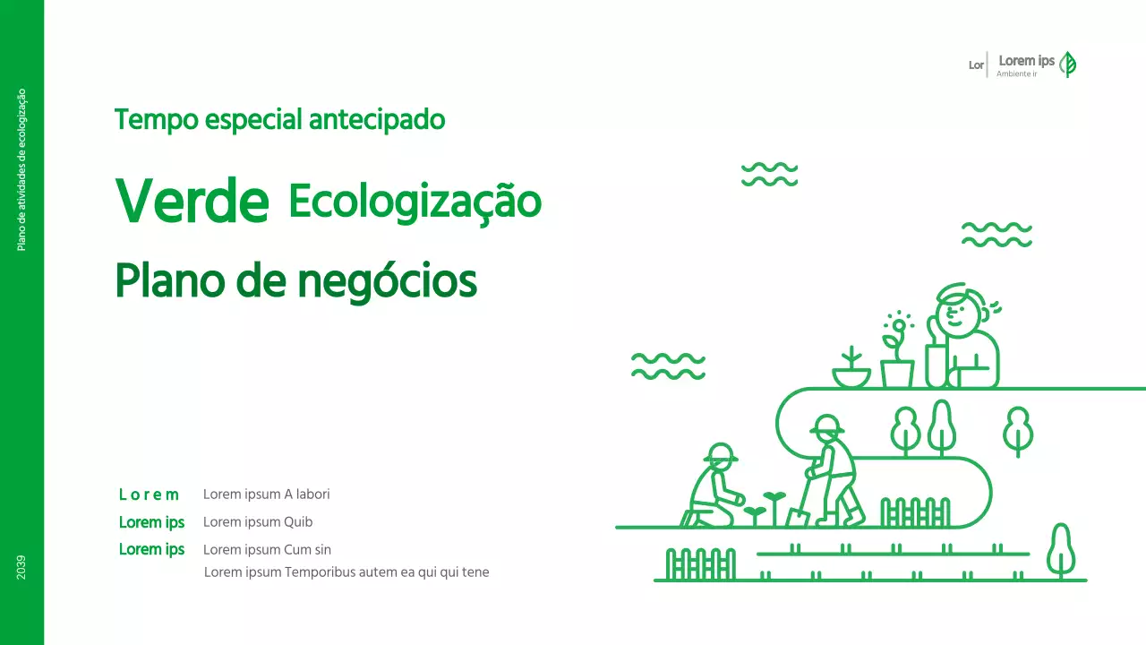 Plano de negócios com um conceito verde, limpo e ilustrado