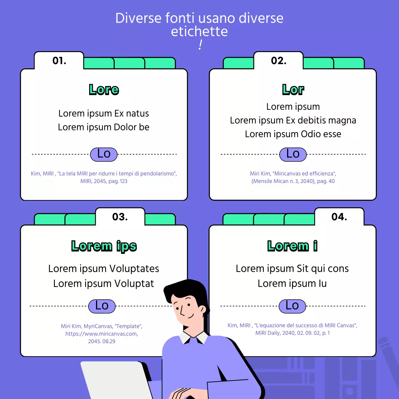 Attribuzione dell'illustrazione ai colori viola e menta
