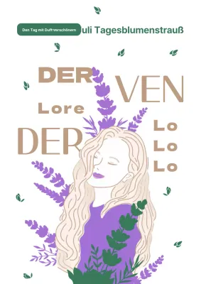 Lila Grün Gold Flach und sinnlich Illustration Konzept zur Förderung der Lavendel Bouquet