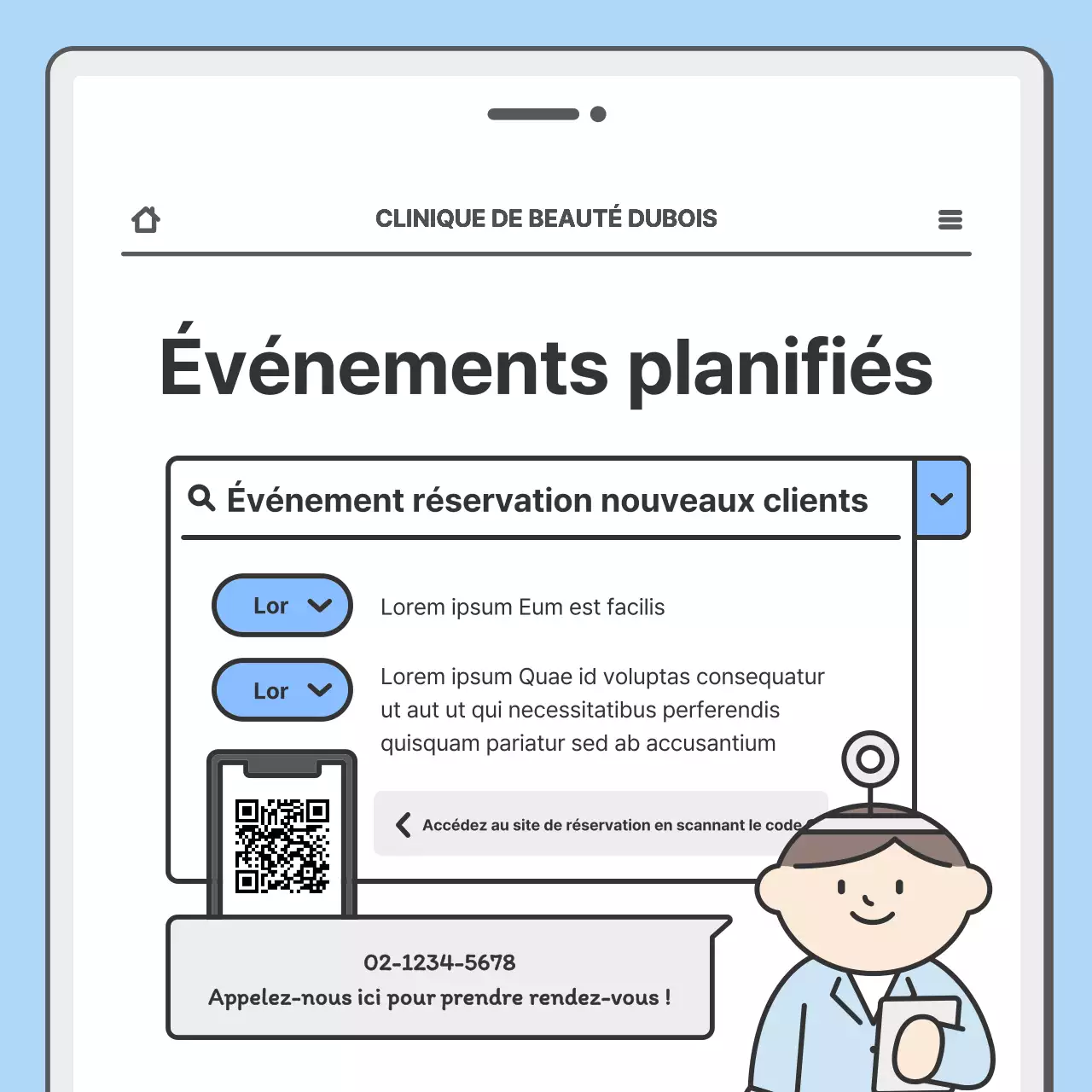 Faites la promotion de votre hôpital avec un joli concept de mobile en bleu clair