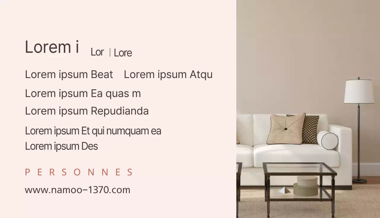 Carte de visite d'une entreprise d'ameublement