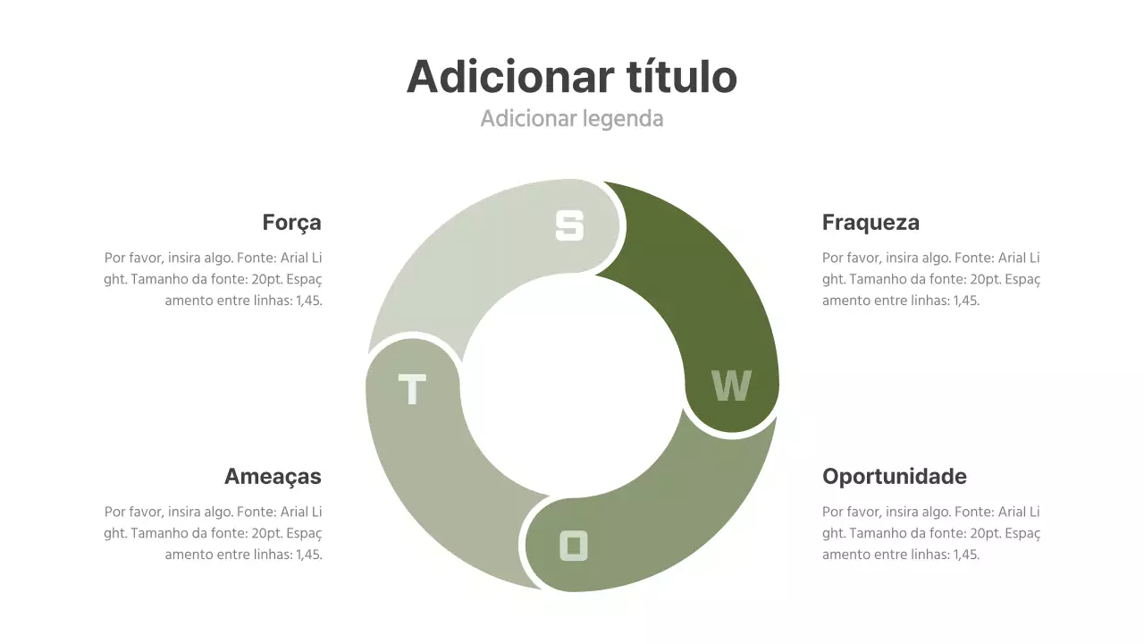 Gráfico SWOT a verde com um conceito simples