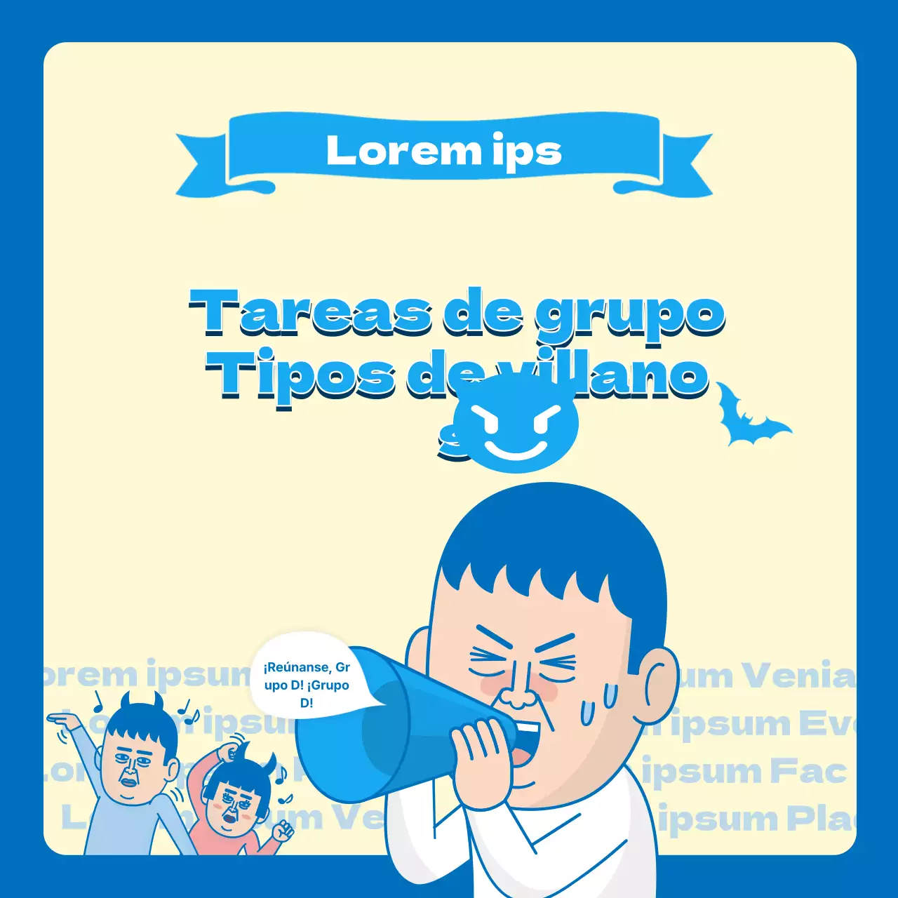 azul ilustración estudiantes universitarios trabajo en grupo divertido chit