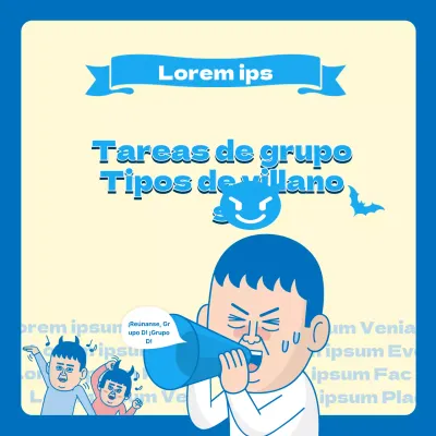 azul ilustración estudiantes universitarios trabajo en grupo divertido chit