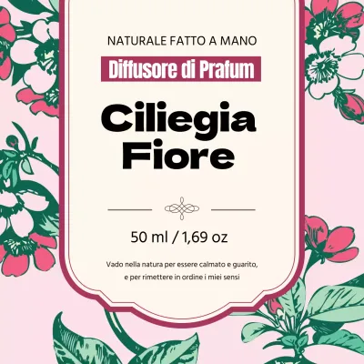 Etichetta di profumo vintage con illustrazione rosa