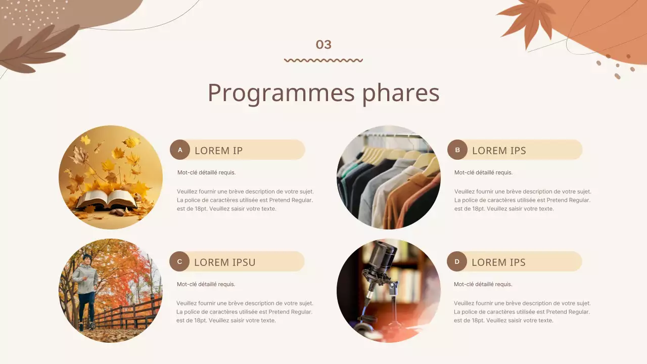 Un guide des événements d'automne aux motifs géométriques bruns et ivoires