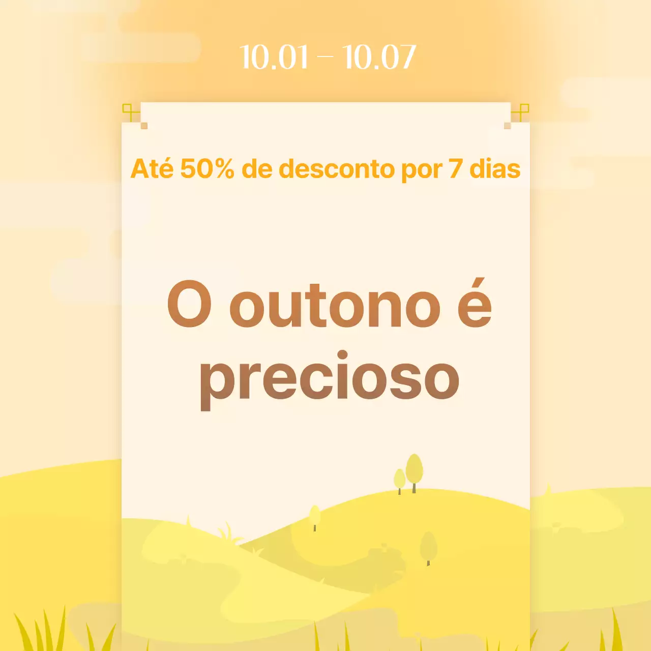 Promova o seu evento de saldos de outono com um fundo natural, amarelo e laranja
