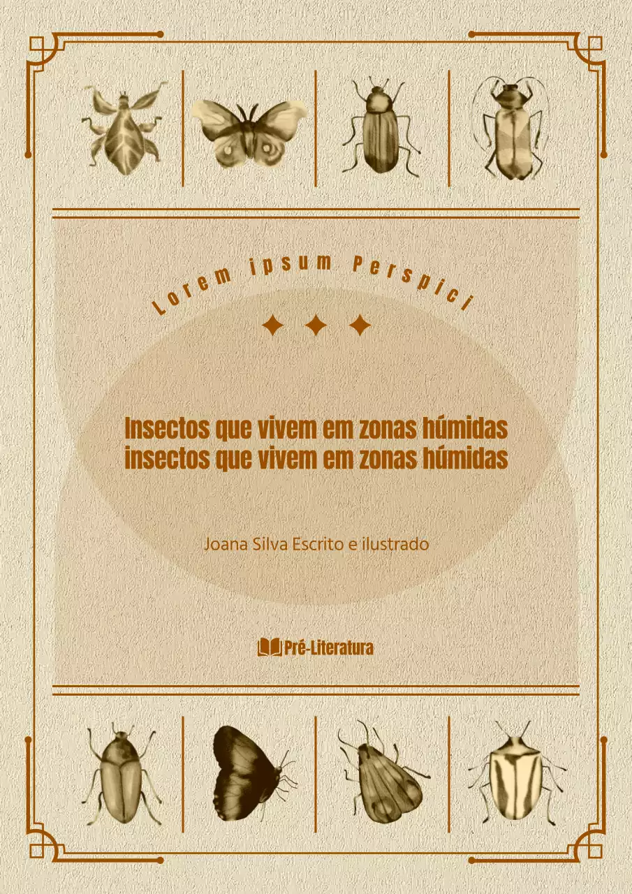 Informações sobre insectos num esquema vintage dividido em tons de castanho