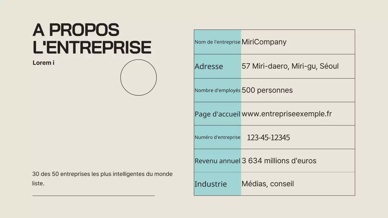 Un profil d'entreprise simple en beige