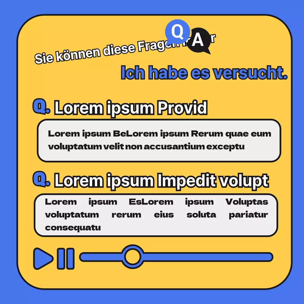 Eine einfache blaue und gelbe Werbung für ein Vorstellungsgespräch