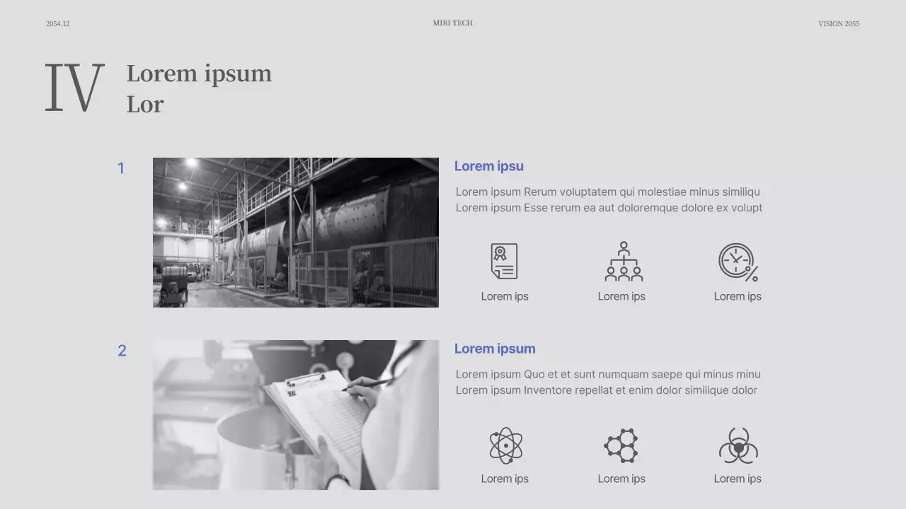 Einfache Veranstaltungspräsentation in Blau und Grau