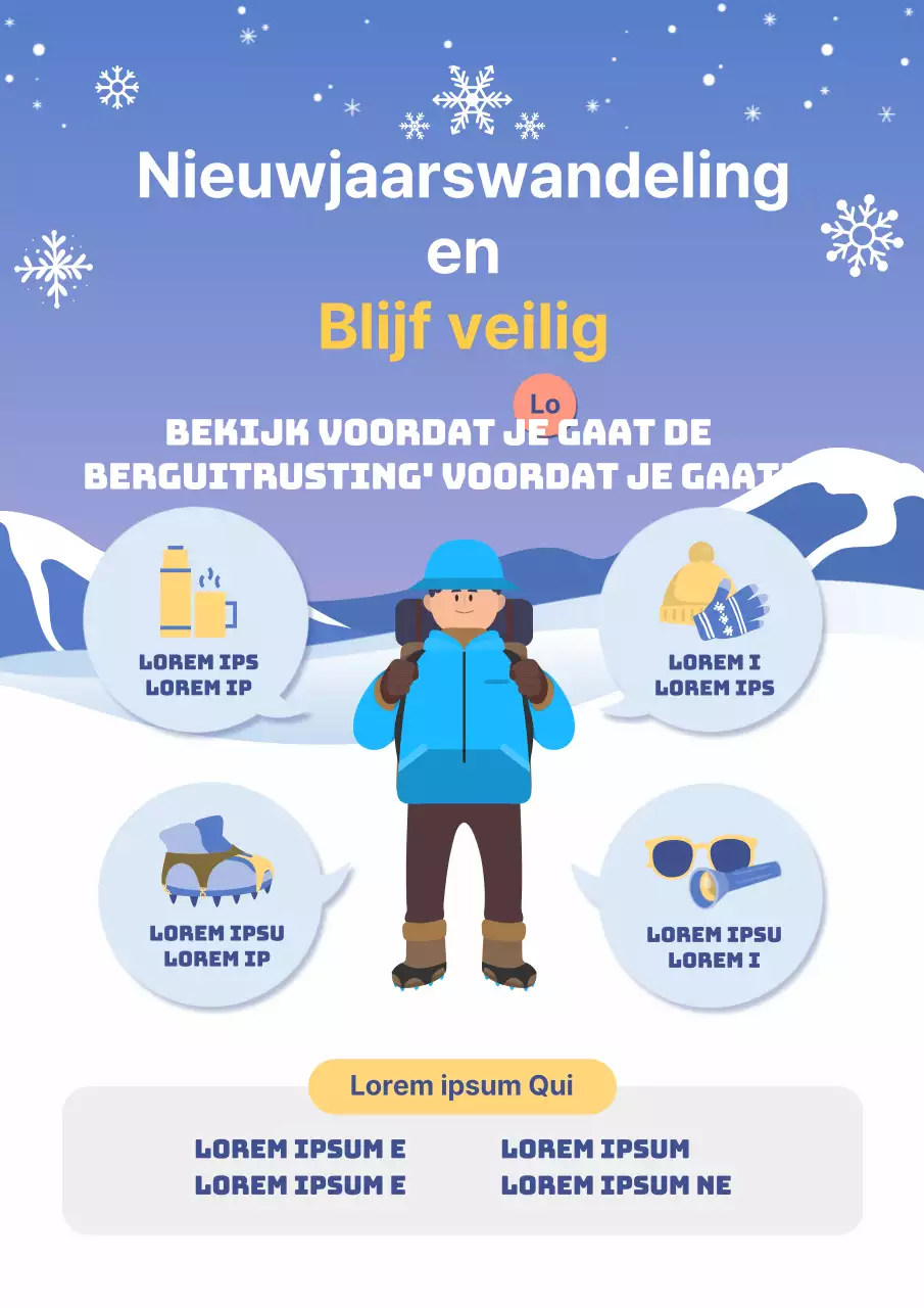 Een gids voor veiligheid in de bergen in pasteltinten blauw en geel