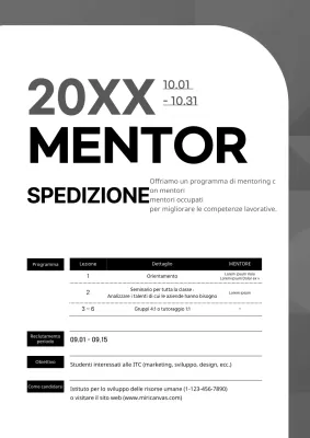 Un volantino di colore neutro che promuove uno scambio di giovani dirigenti