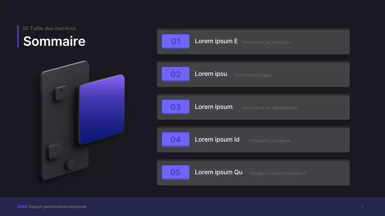 Kit de présentation d'entreprise violet, concept UI tridimensionnel