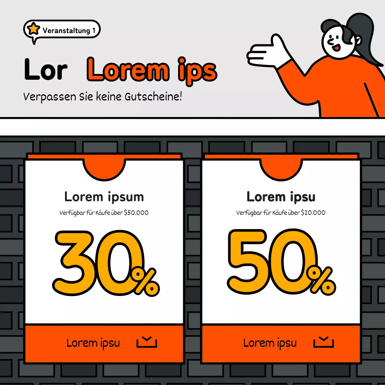 Einfache und niedliche Illustration Stil Veranstaltung mit blauen, roten und gelben Akzenten