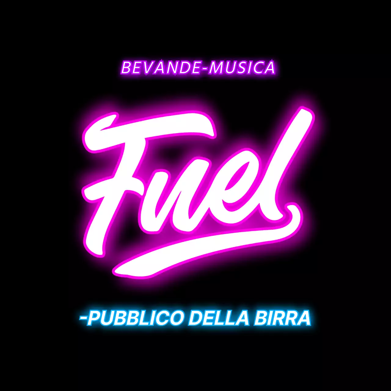 Insegne al neon con testi e illustrazioni relativi al brewpub in colori vivaci.