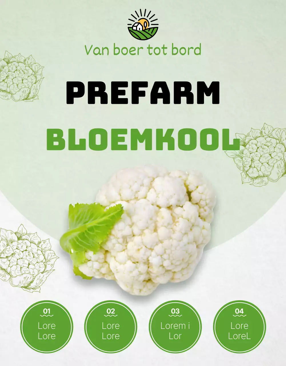 Gezonde bloemkool met een groen chartreuse thema