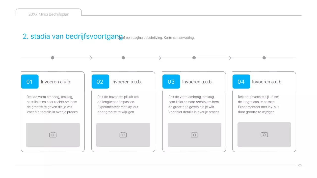 Een strak blauw-wit ondernemingsplan voor culturele inhoud