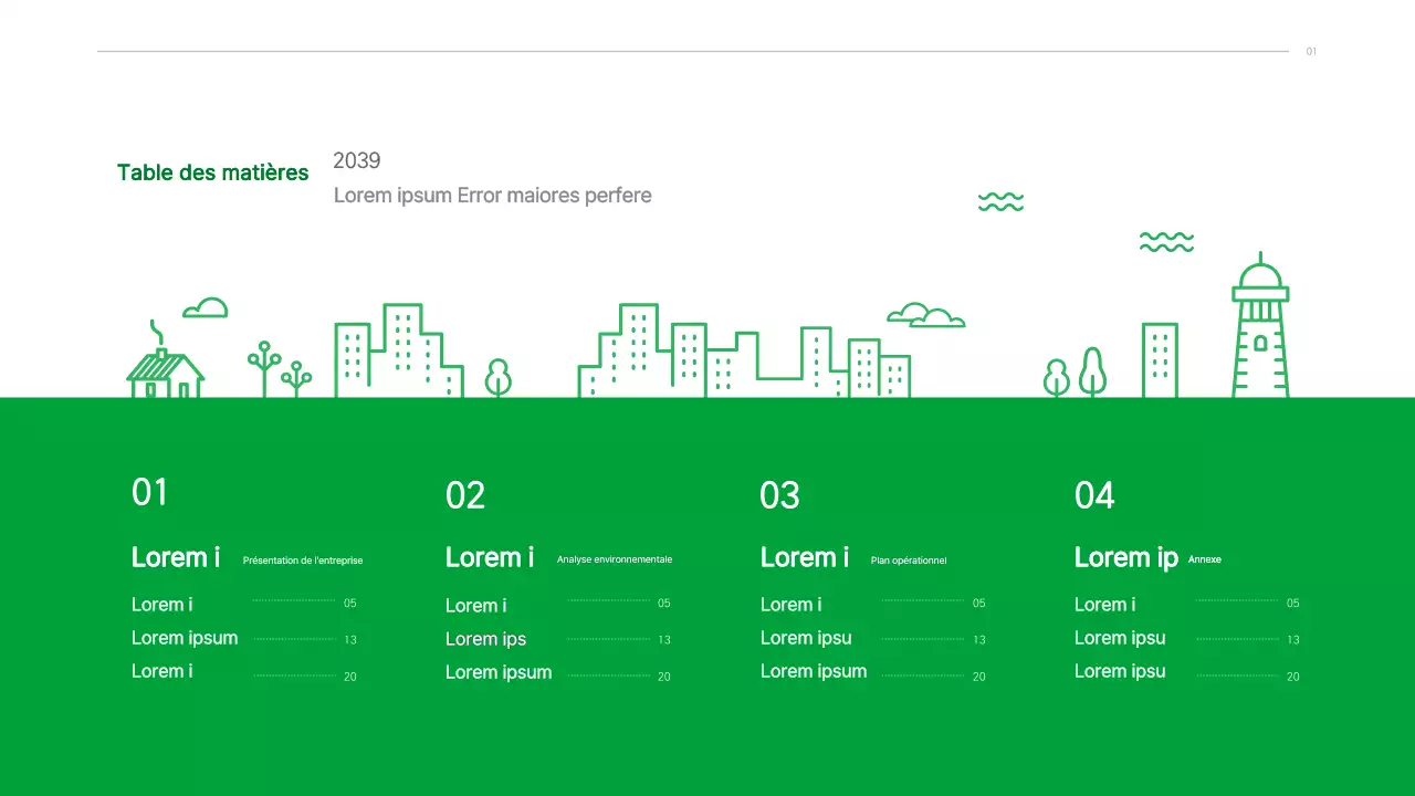 Plan d'affaires avec un concept vert, propre et illustré