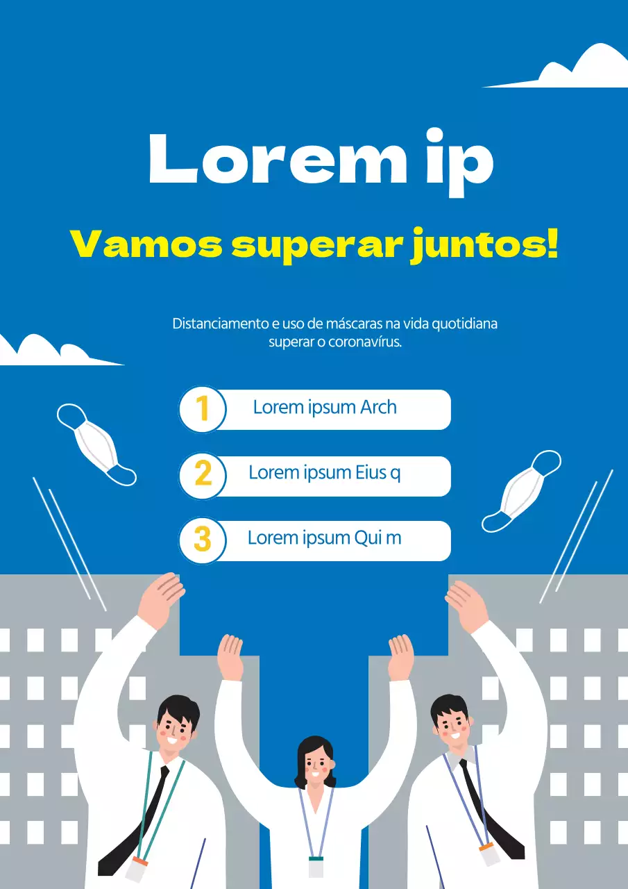 Criar uma campanha promocional de cultura de empresa limpa com uma ilustração de trabalhadores de escritório azuis