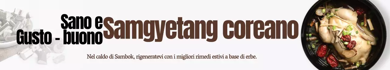 Promuovere il Samgyetang coreano in toni pacati su sfondo bianco