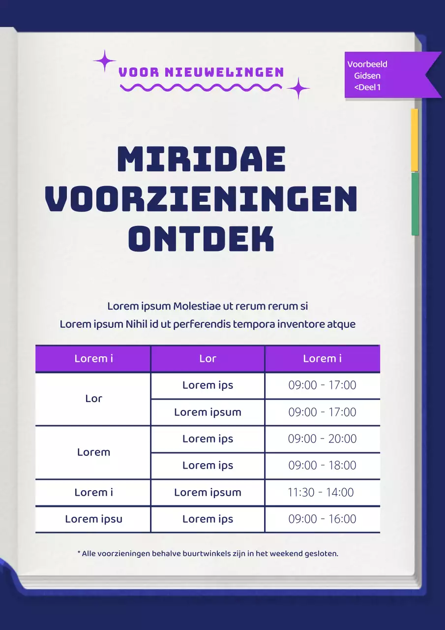 Eenvoudige paarse en marineblauwe aankondigingen voor faciliteiten op de campus