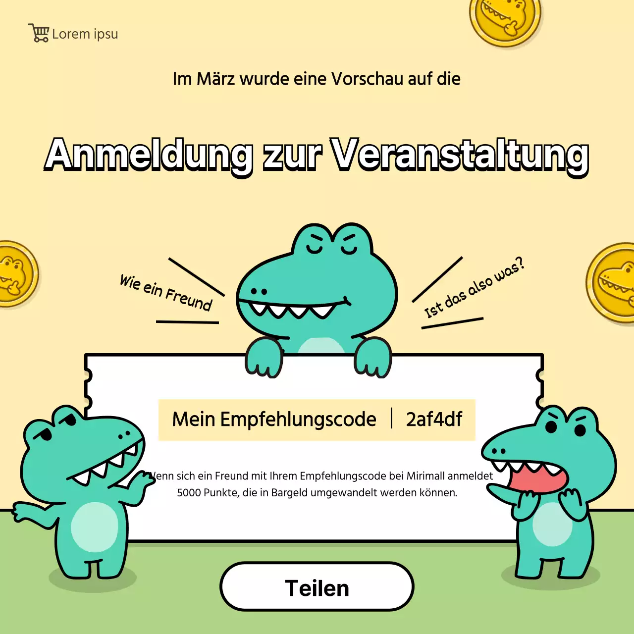 Niedliches Ago-Charakter-Illustrationskonzept für AnmeldungenEmpfohlene Veranstaltung