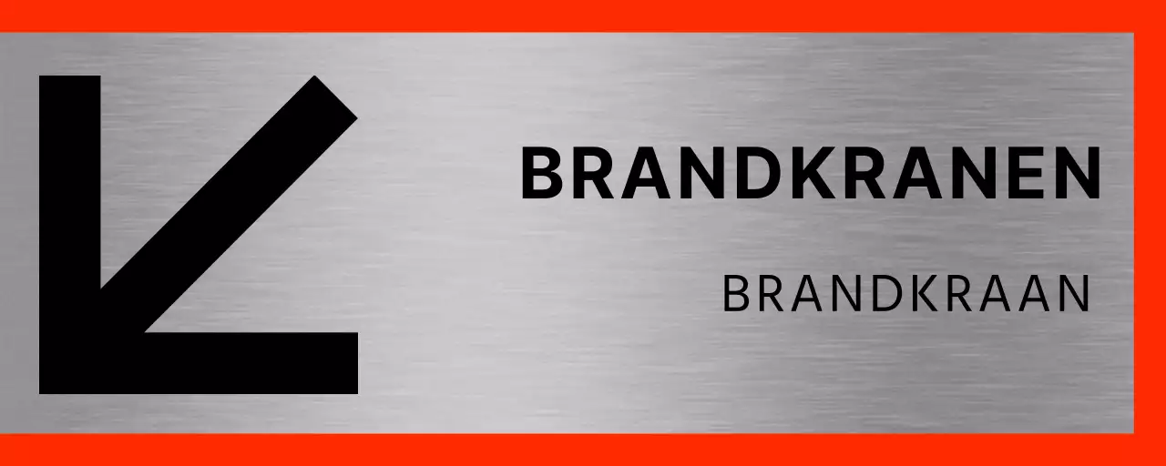 Locaties van brandkranen met grote zwarte en rode pijlen
