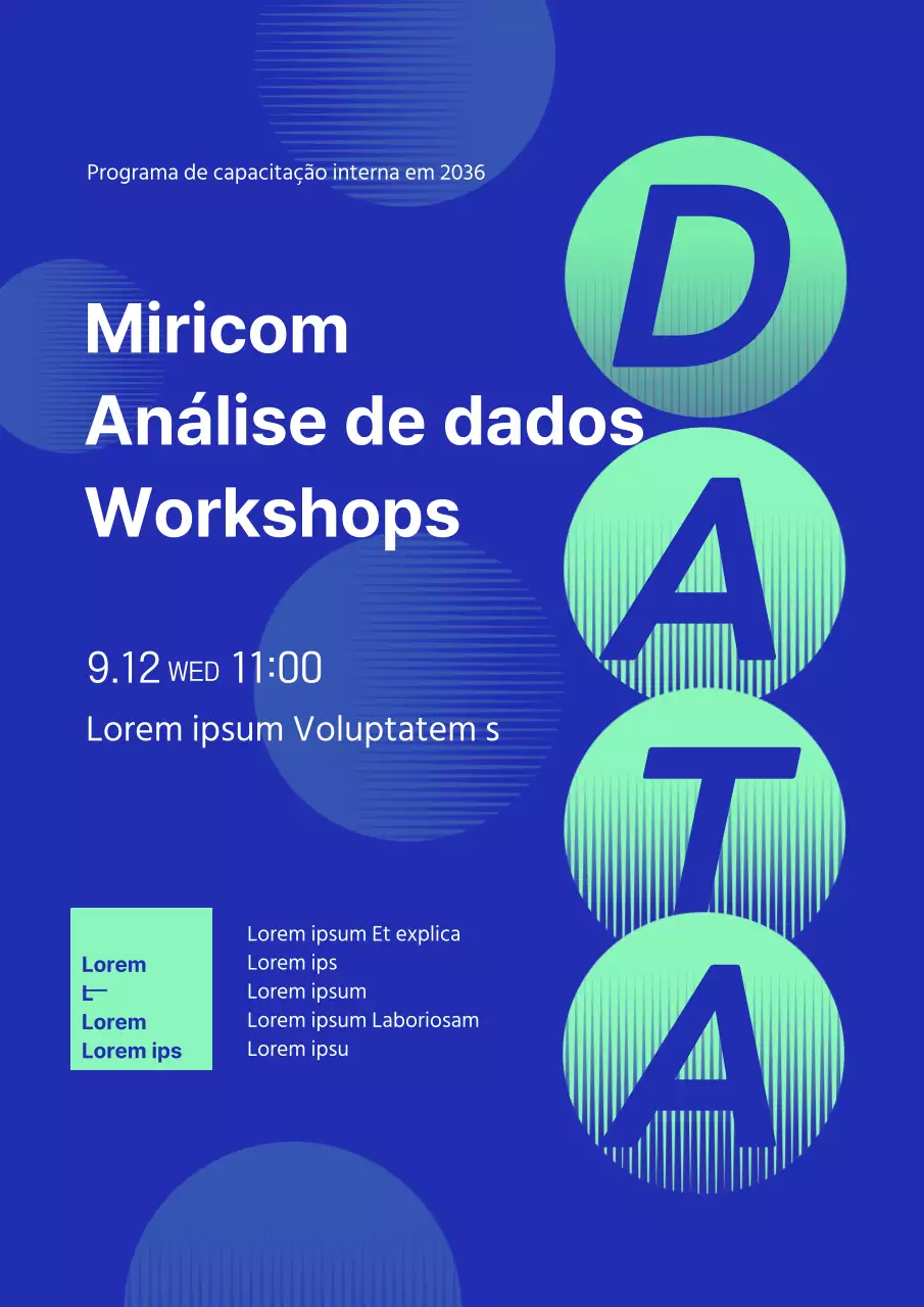 Promoção de um programa informático interno com um esquema de cores simples em azul e menta