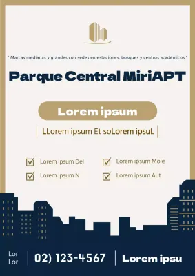 Cartel web para una agencia inmobiliaria para un apartamento nuevo en color beige.