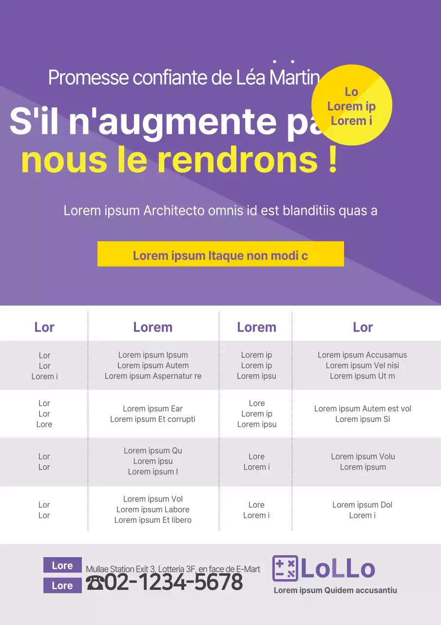 Une simple pièce promotionnelle pour l'école en violet et jaune