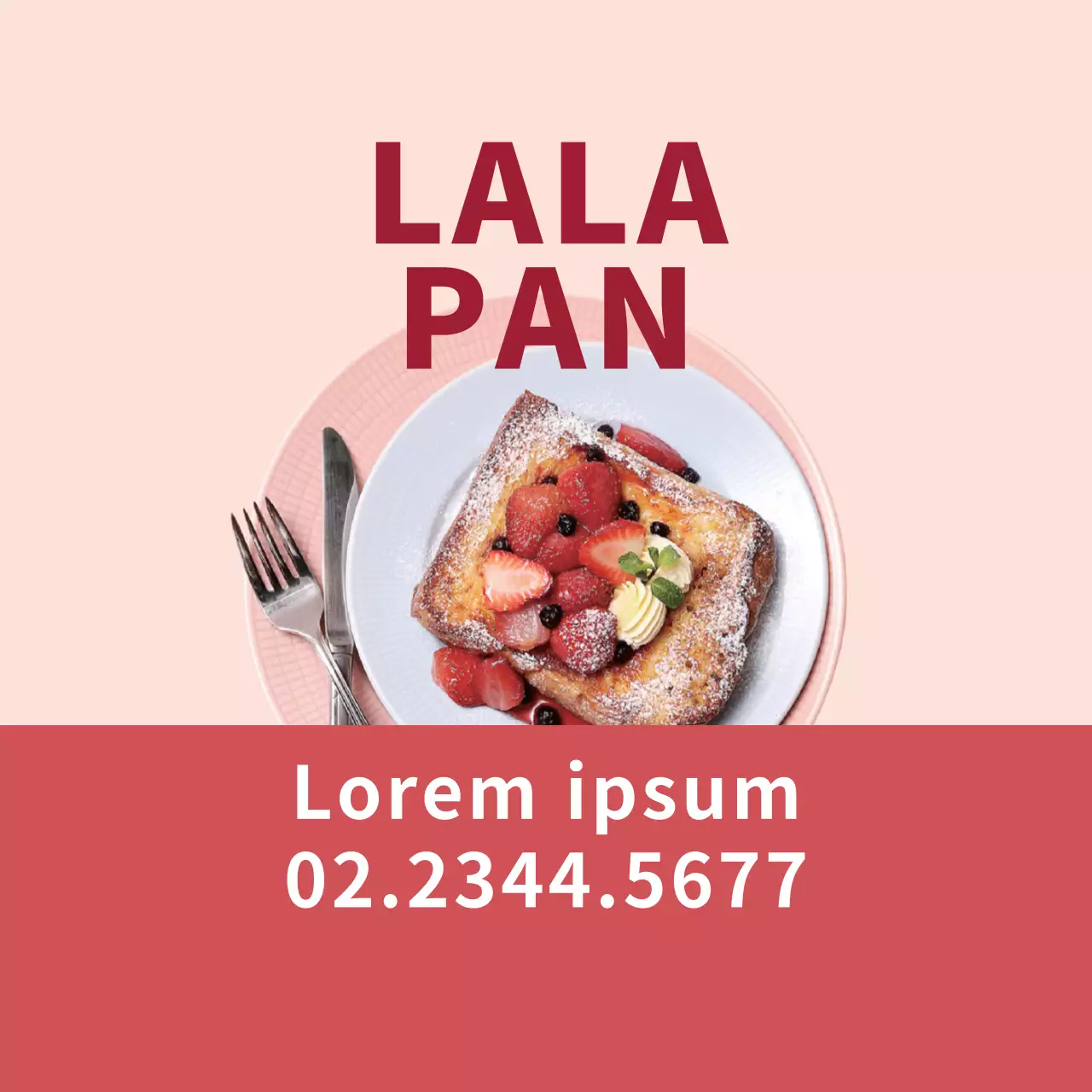 Etiqueta promocional de entrega de brunch con detalles de fotos en rojo