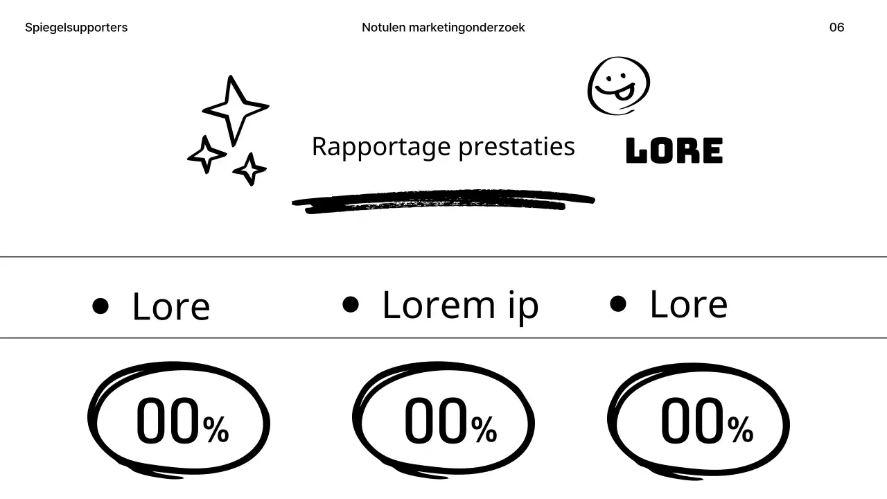 Studienotulen in zwart-wit met een doodle-concept