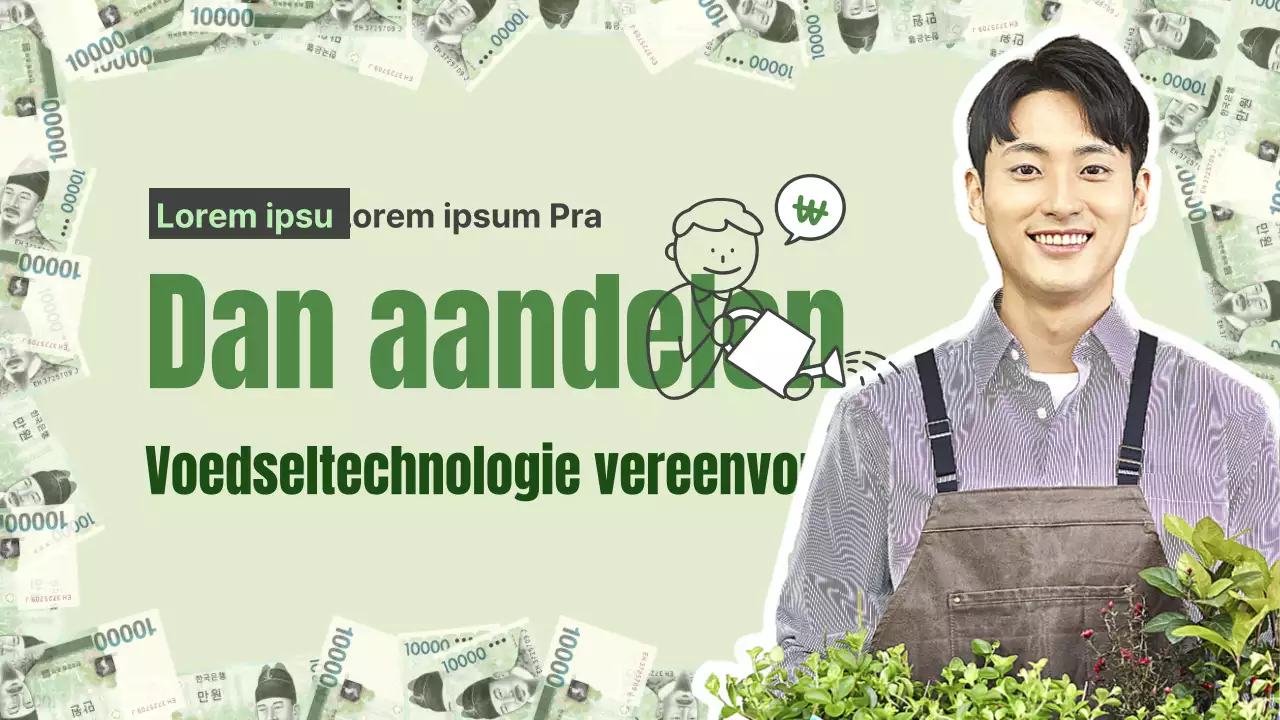 Een foodtech-thema met een combinatie van fotorealistische afbeeldingen en illustraties in groene theekleuren