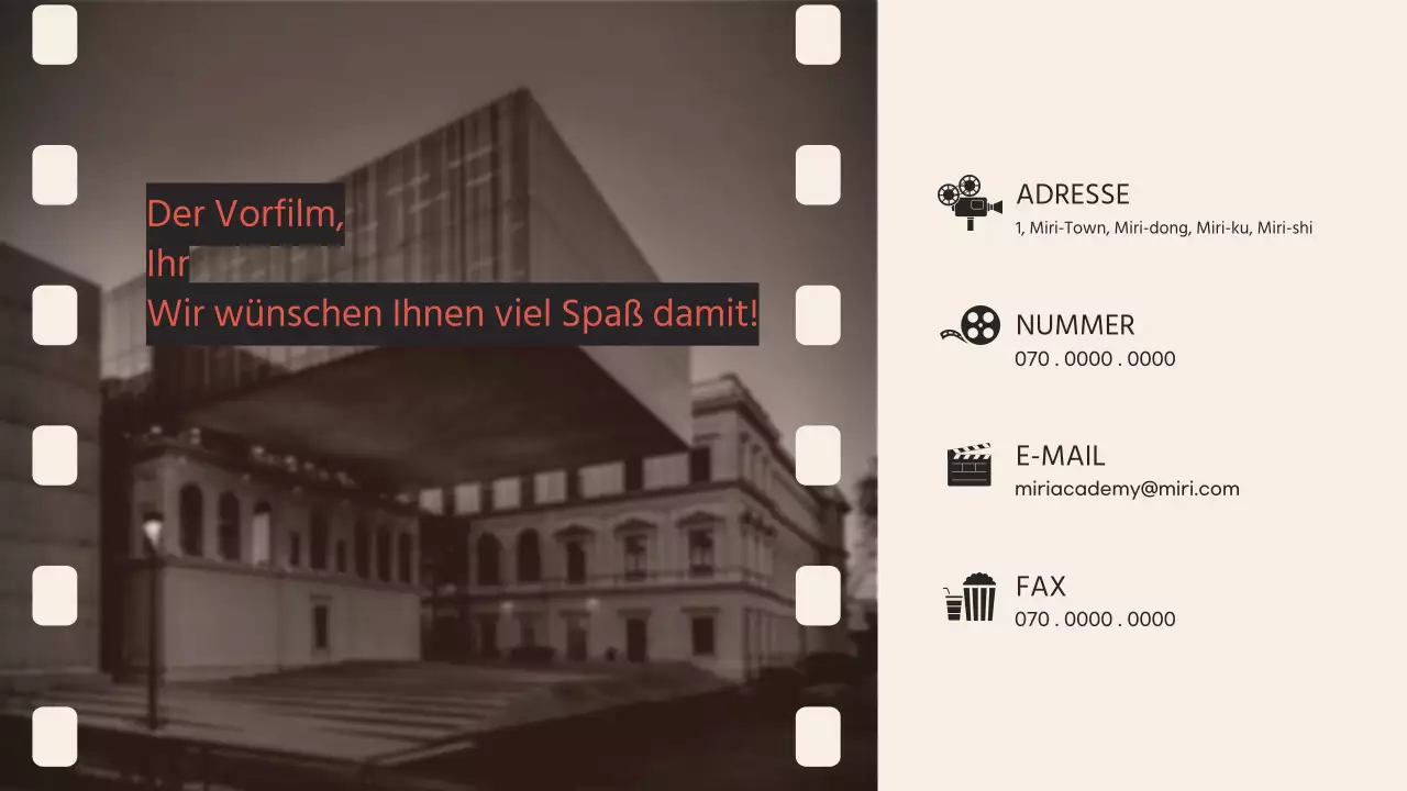 Werbung für die Film Concept School in altrosa und beige