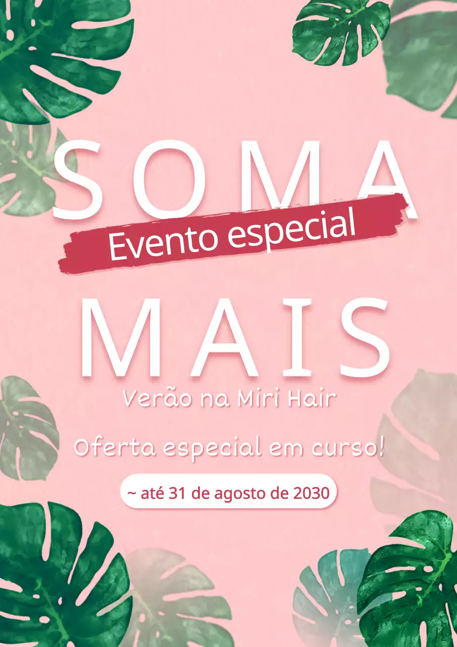 Venda de salão de verão com ilustrações botânicas tropicais em rosa e azul claro