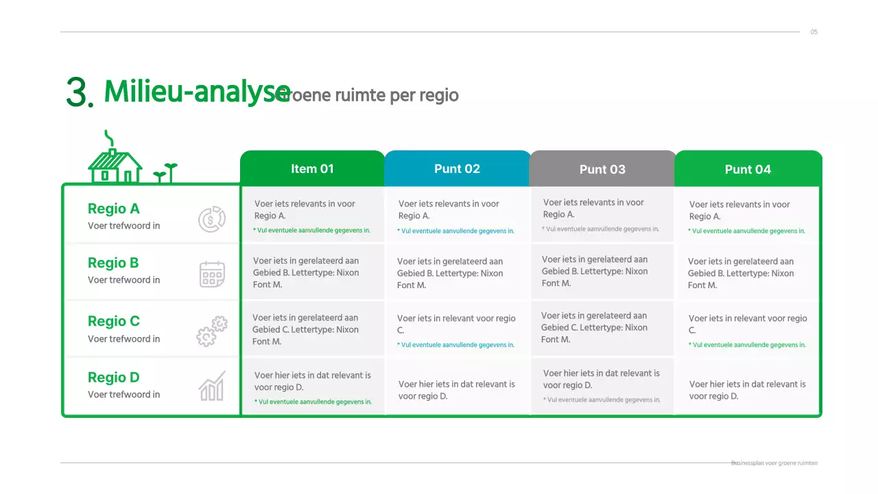 Businessplan met een groen, schoon, geïllustreerd concept